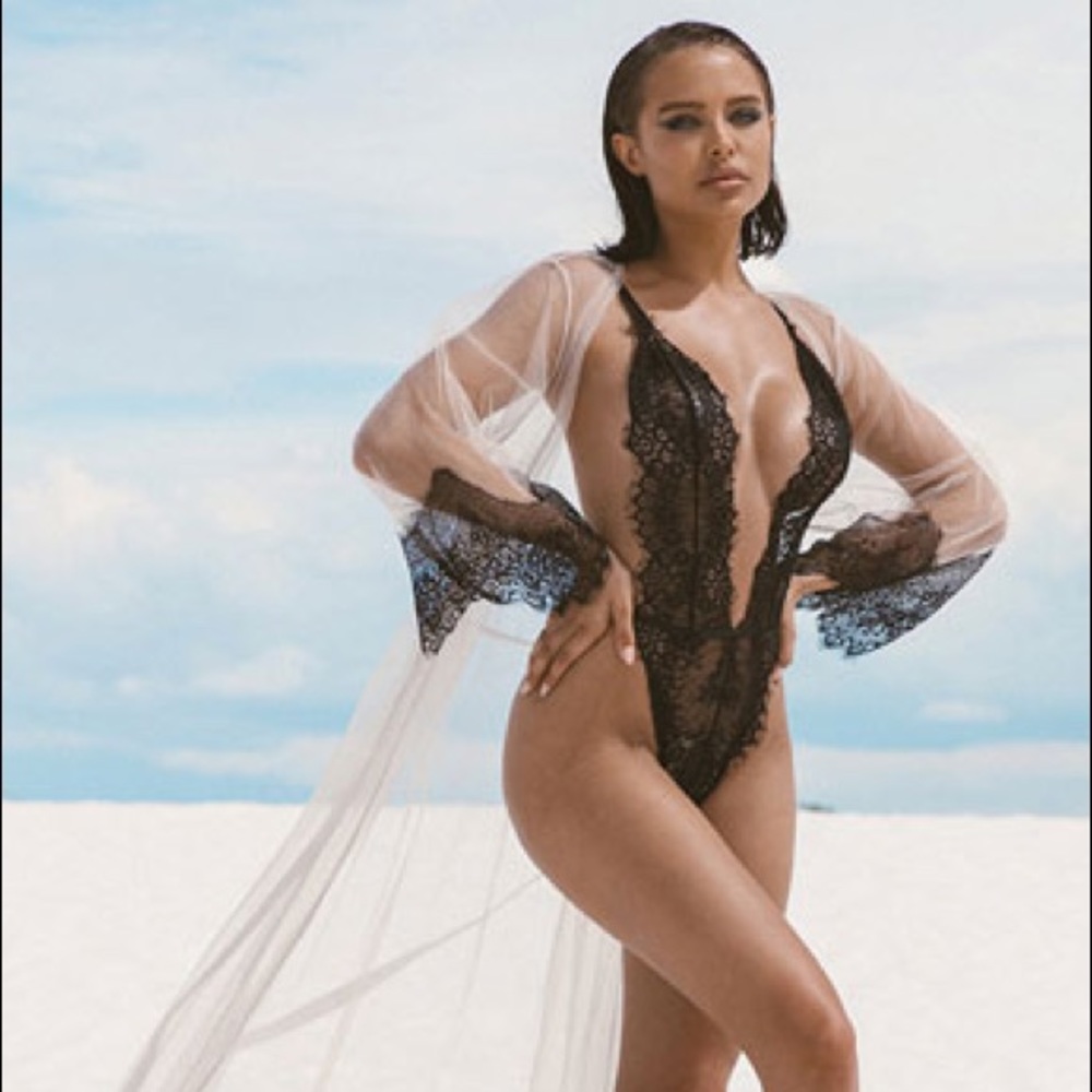 Low Plunge Black Teddy Lingerie